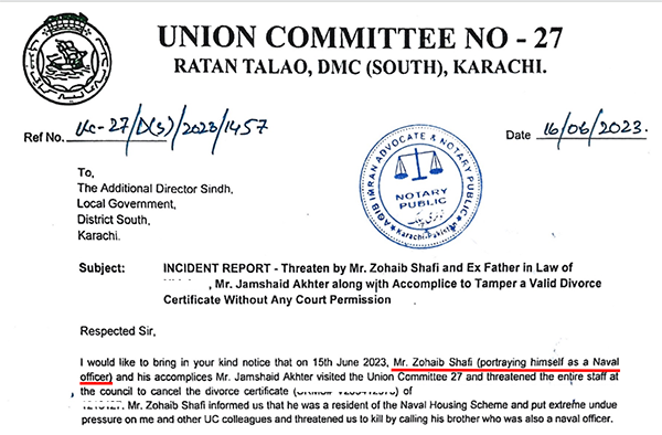 Zohaib Shafi fake identity - naval officer